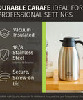 Thermal Coffee Carafe 68 Ounce 2 Liter Insulated Stainless Steel Beverage Dispenser Keeps Coffee Tea Cocoa Hot Up To 12 Hours