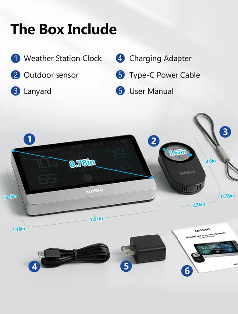 Go-To Weather Station With 8.8 Inch Color Display And Indoor Outdoor Thermometer Hygrometer, Atomic Clock components included