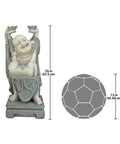 Jolly Hotei Laughing Buddha Garden Statue For Indoor Outdoor Decor 26 Inches Cast Stone Resin Two Tone Stone Finish