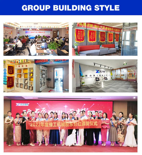 Group Building Style event showcasing office spaces, award displays, and team celebration in formal attire.