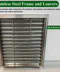 Heavy Duty Removable Access Panel With Detachable Hatch And Louvered Gable Vent For House Wall Or Workshop Stainless Steel 26x35 Inch view of louvered service door.