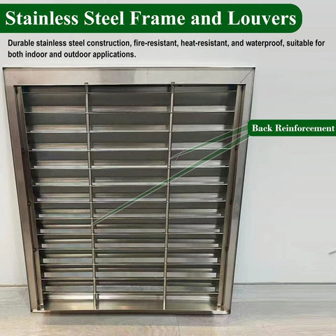 Heavy Duty Removable Access Panel With Detachable Hatch And Louvered Gable Vent For House Wall Or Workshop Stainless Steel 26x35 Inch view of louvered service door.