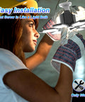 Person wearing gloves installing 120W Deformable LED Garage Light With 6 Panels Adjustable 0 To 90 Degrees For 360 Degree Coverage In Garage
