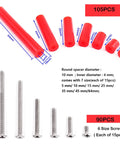 Heavy Duty Outlet Spacers And Screw Mount Kit Featuring Top Shelf Silicone And Corrosion Resistant Steel Build For A Quick Six Thirty Two Thread Fit. 105 red silicone spacers and 90 metal screws.