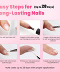HEMA Free Builder Gel Kit With White And Nude Two Color Set And Brush application steps illustration