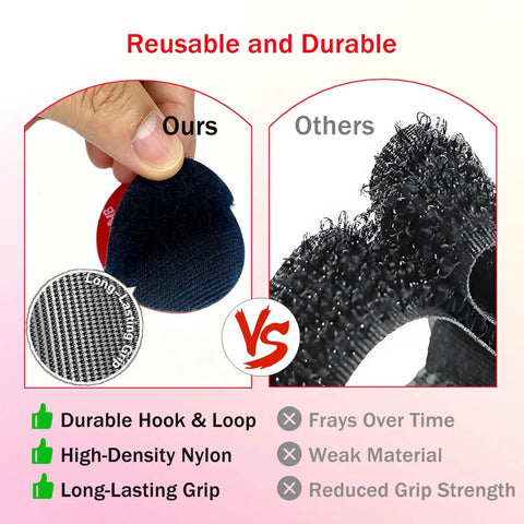 Heavy Duty 2 Inch Round Adhesive Hook And Loop Strips With Industrial Strength Sticky Back Fasteners comparison image showing durable design and material.