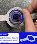 Hefty Duty Spanner Wrench For Washer Drum Nut Solid TB123A Replacement Tool For Whirlpool And Maytag Appliance Repairs in use.