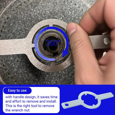 Hefty Duty Spanner Wrench For Washer Drum Nut Solid TB123A Replacement Tool For Whirlpool And Maytag Appliance Repairs in use.