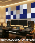 18 Pack Gray Acoustic Panels 12 By 12 Inch High Density Soundproof Wall Pads Seriously Dampens Room Noise Quick Snap Install in studio.