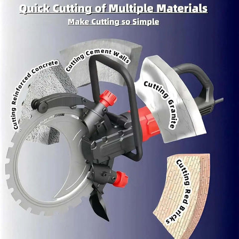 Badass Concrete Ring Saw With 8900W Brushless Motor And 16 Inch Titanium Blade for cutting granite, cement walls, and bricks.