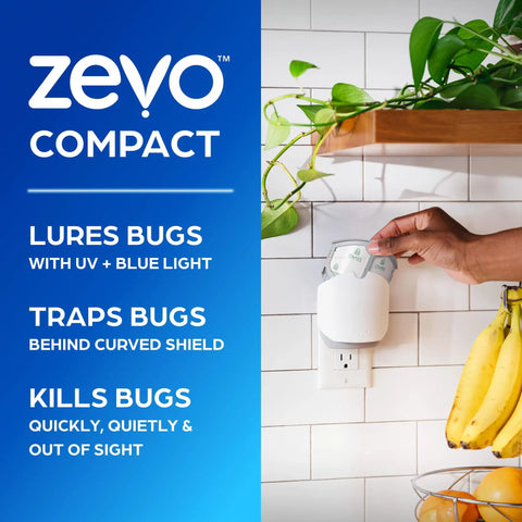 Plug And Play Flying Insect Trap Kicks Out Gnats Fruit Flies And Pesky Moths Zero Chemical Indoor Bug Catcher Houseplant Friendly plug-in at kitchen outlet.