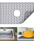 Silicone Kitchen Sink Mat Protector Grid For 12 To 30 Inch Sinks Non Slip Raised Feet Cushioned Protection Gray 26x14