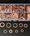 Killer Flat Copper Washers And Gasket Kit With Heavy Duty Bolts And Nuts Size M8 To M14 Fits Car Sump Plug Oil Drain Easily And Securely Heat Proof Construction Ensures Reliability For Mechanic Guys Doing Home Garage Projects At Low Cost, copper washers in organizer case