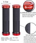 Double Locking Bicycle Grips For Mountain And BMX Dope Rubber Comfort Handlebar Grips With Aluminum Lock Plug 130mm Long Red