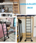 Built Different Library Ladder Sliding Rail Hardware Kit For 10 Foot Tracks, showing installation in modern loft space.