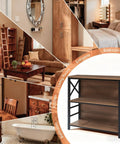 Slick Three Tier Industrial Bookshelf With Heavy Duty Metal Frame And Solid Back Panel in cozy living room setting.