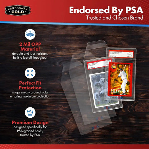 PSA Logo Slab Sleeves Pack Of 50 With Resealable Design For Graded Baseball Football Gaming Trading Cards Precise Fit Slab Protectors