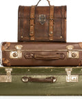 Stacked vintage suitcases with Retro Duckbilled Toggle Hasp Latch And Antique Padlock Kit For Small Jewelry Boxes And Cabinets Bronze Finish