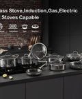 13 Inch Hybrid Wok Pan With Nonstick Coating For Effortless Stir Fry, PFOA Free Non-Toxic Stainless Steel, Cookware Set on Stove