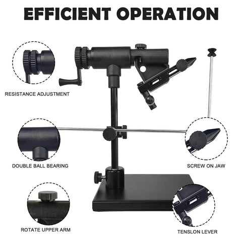 Forcegrip Fly Tying Vise Kit With Pedestal Base And C Clamp, true centered rotary, double ball bearings, adjustable tension