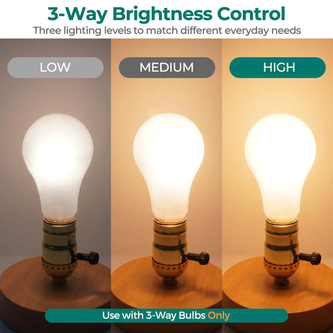Image showing UL Listed 3-Way Lamp Socket Replacement with E26 Base, Turn Switch Knob for Low Medium High Settings on a lamp.