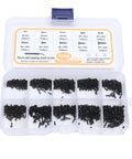 Top Shelf 1000 Piece Pan Head Self Tapping Watch Screws Miniature Screw Assortment Kit in a clear organizer with ten sizes.