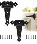 6 Inch Decorative Hammered Tee Hinges Two Pack Built To Last Heavy Duty Black T Strap Gate Hinges showing mounting screws