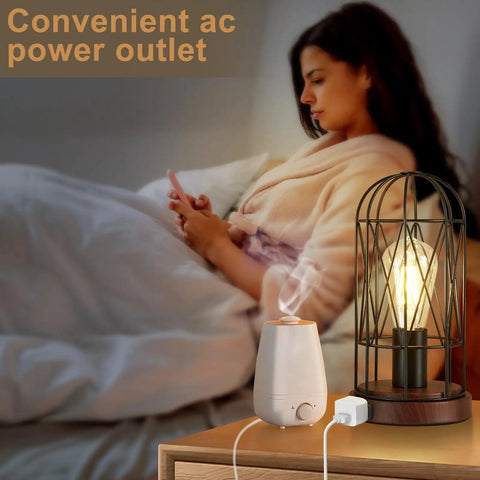 Industrial Table Lamp With Touch Control Edison Desk Lamp 3 Way Dimmable Vintage Bedside Light with metal cage in bedroom