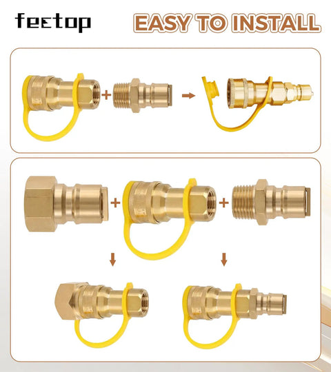 Half Inch Quick Connect Disconnect Insert Plug Fittings Set With 1/2 Inch Male NPT And 1/2 Inch Female NPT Brass Coupler