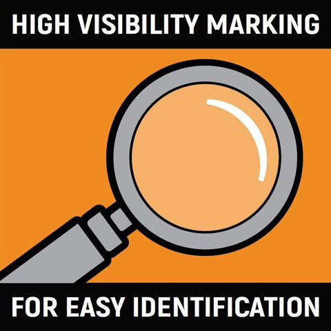Magnifying glass and text for high visibility marking on Deep Impact Socket Set, 13 Piece, Three Eighths Inch Drive, Six Point, Metric.
