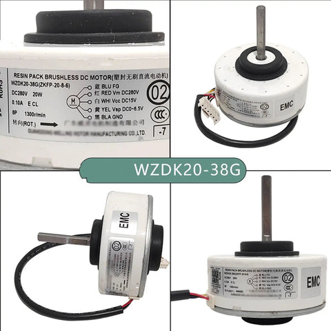 Multiple close-up views of 20W Brushless DC Fan Motor For Air Conditioner Replacement 280V Top Notch Quality Durable Quiet Running Compatible ZKFP 20 8 6 Model Fits Various AC Units