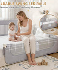 Toddler Bed Rail Guard, 47 Inch Foldable Bed Rail For Baby with Reinforced Carbon Steel Frame shown in use on a bed