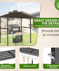 Patio Grill Gazebo Canopy With Double Tier Roof For Outdoor BBQ And Backyard Use featuring steel frame and air circulation design