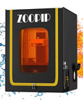 Fireproof 3D Printer Enclosure With Dustproof Vent, Built In Tool Storage And Constant Temperature, front view with flames and splash.