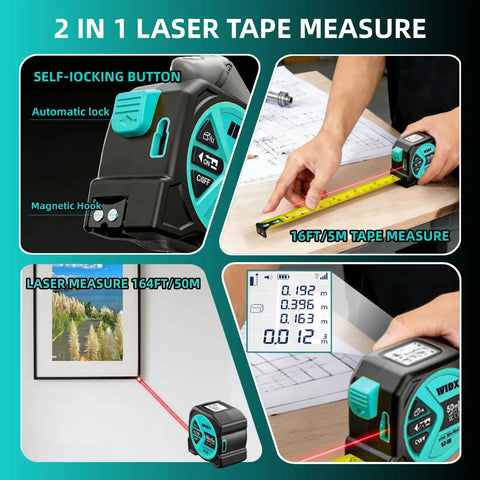 Pro Grade Laser Tape Measure Pairing A One Sixty Four Foot Digital Rangefinder With A Sturdy Self Locking Ruler For Snappy Yard Work And Knockout Project Gigs