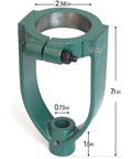 Amazon brand mortising attachment for drill press; green steel clamp with mounting bolt.