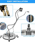 20 Inch Pressure Washer Surface Cleaner With 304 Stainless Steel Housing Dual Handle Driveway Attachment 4500 PSI Includes 2 Replacement Nozzles