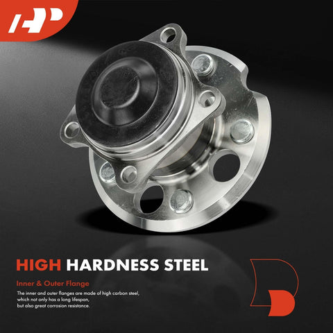 Beefed-Up Rear Wheel Bearing And Hub Assembly Pair For Toyota RAV4 1996 2003, close-up view of non-ABS 5-lug steel component