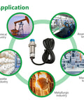 Capacitive Proximity Sensor Switch M18 3 Wire NPN Normally Open DC 10 to 30V 300mA Detecting Distance 10mm No-Drill Tank Monitoring Through Plastic or Glass Containers for industrial use