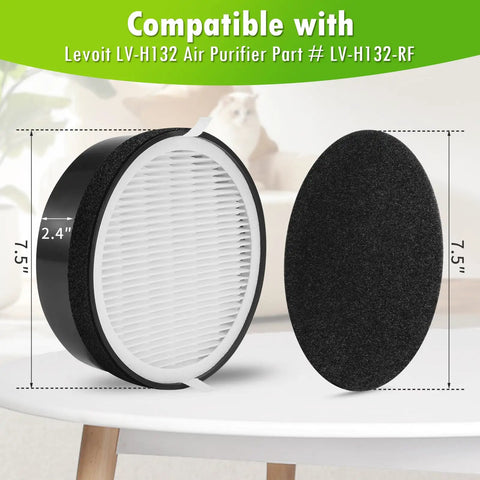 3 Pack Replacement Air Filter Set For Levoit LV-132 Air Purifier With HEPA Filters And Activated Carbon Pre Filters, Compatible LV-132-RF