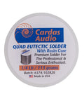 Quad Eutectic Silver Solder Wire With Rosin Flux One Quarter Pound Roll packaging with label details for electronics.