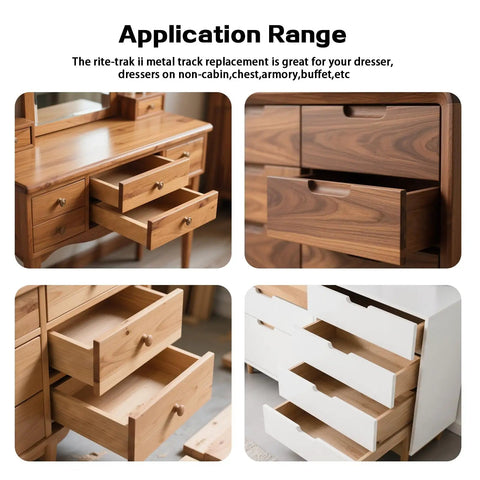 Two Pack 16 Inch Center-Track Drawer Slides With Stops And Rollers For Easy Glide And Smooth, Stable Operation, Heavy Duty Metal Rails for dressers