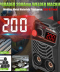 200 Amp Portable Stick Welder 110V IGBT Inverter with Hot Start Arc Force Anti-Stick, digital display and material compatibility