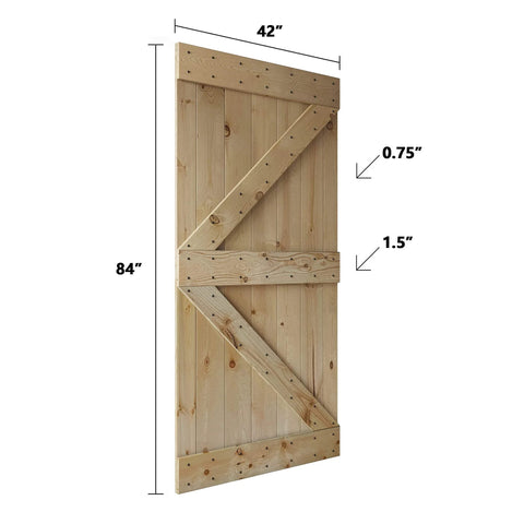 DIY Knotty Pine Double Sliding Barn Door With Hardware Kit For 48 By 84 Inch, 60 By 84 Inch, 72 By 84 Inch Or 84 By 84 Inch Openings, side view