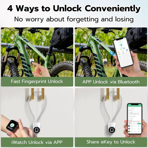 Tough As Nails Fingerprint Fridge Lock With Extra Long 15 Inch Cable Fits French Door And Side By Side Models, showcasing unlocking features.