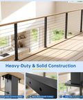 36 Inch Modular Swageless Cable Railing Post Crafted From Tough T304 Stainless Steel With A Fly Matte Black Coating To Upgrade Outdoor Decks With Straightforward Setup And Reliable Weather Resistance All Year Round showing heavy-duty construction and 8 mounting holes.