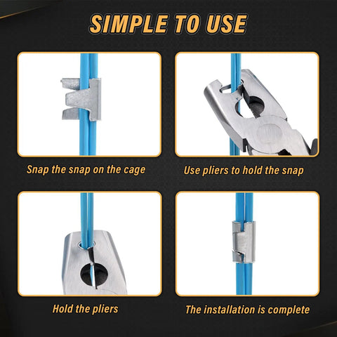 Steps for installing with 900 Pcs Rabbit And Chicken Wire Cage Clips With Fence Pliers All In One Hog Rings Snap Ring Pliers