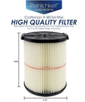 Replacement Cartridge Filter For 9-38754 Red Stripe General Purpose For 5 To 20 Gallon Shop Vacuums front view