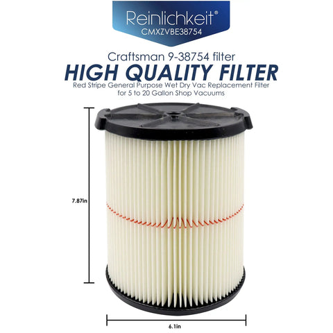 Replacement Vacuum Filter Cartridge For 5 To 20 Gallon Shop Vacuums Pro Grade General Purpose Dust And Debris Filter Keeps Basements Garages Workshops Clean Spark Free Performance 2 Pack with dimensions 7.87x6.1 inches