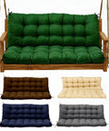 Thick Waterproof Porch Swing Cushion For Outdoor Two To Three Seater With Ties Cozy Replacement Bench Pad 60 By 40 Inches Dark Green Upgraded Memory Foam Blend For Patio Backyard And Garden on wooden swing